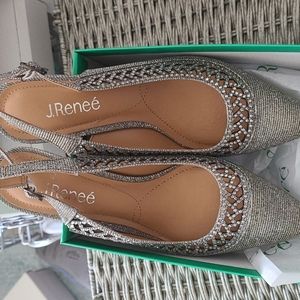 J. Renee Naiara pewter slingback shoes, sz. 8W